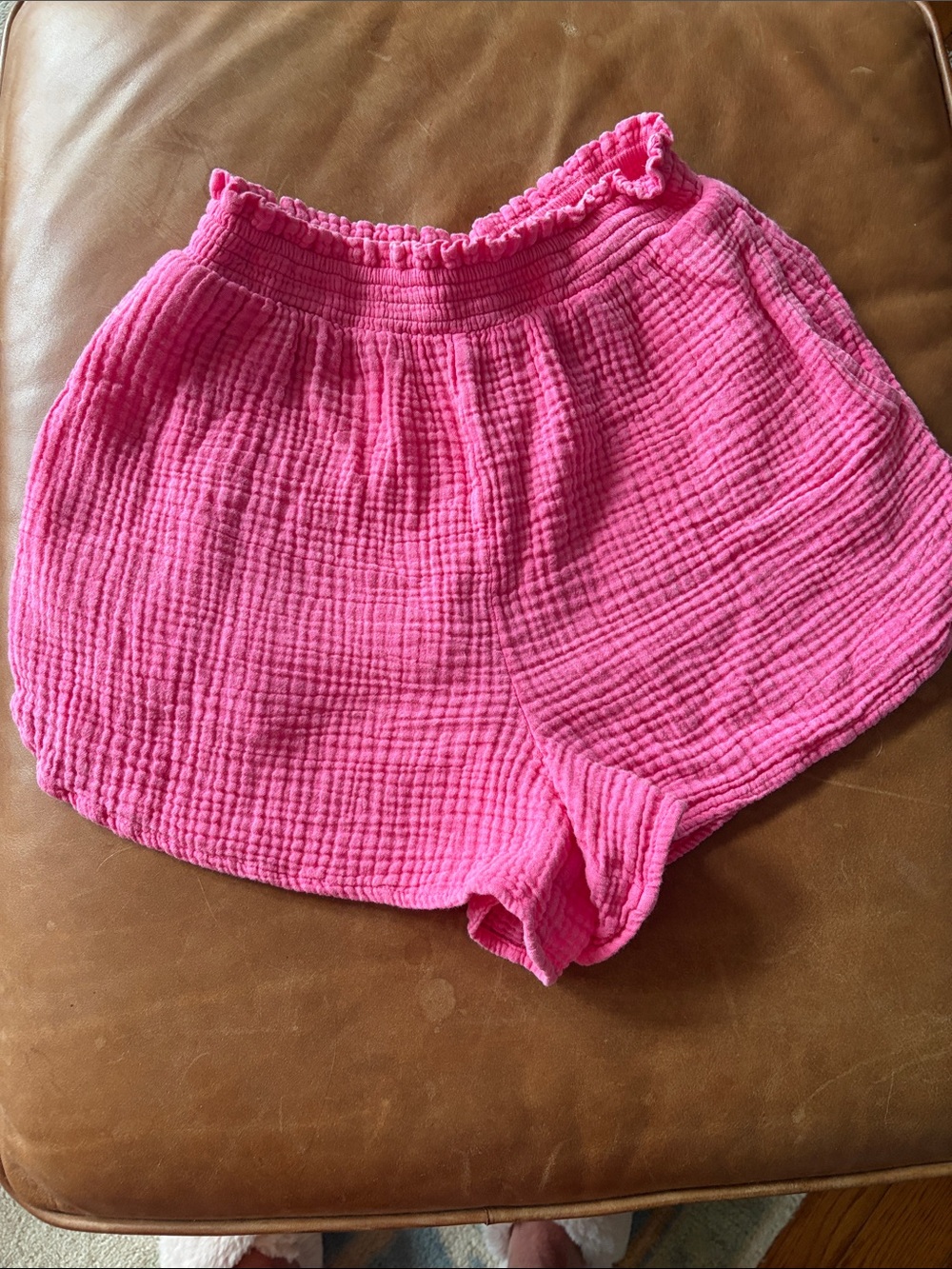 aerie Hot Pink Textured Elastic-Waist Athletic Shorts